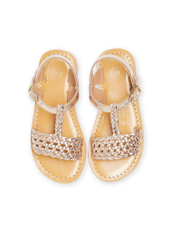Kind Mädchen goldene Sandalen mit Webeffekt NASANDALICIA / 22KK3541D0E954