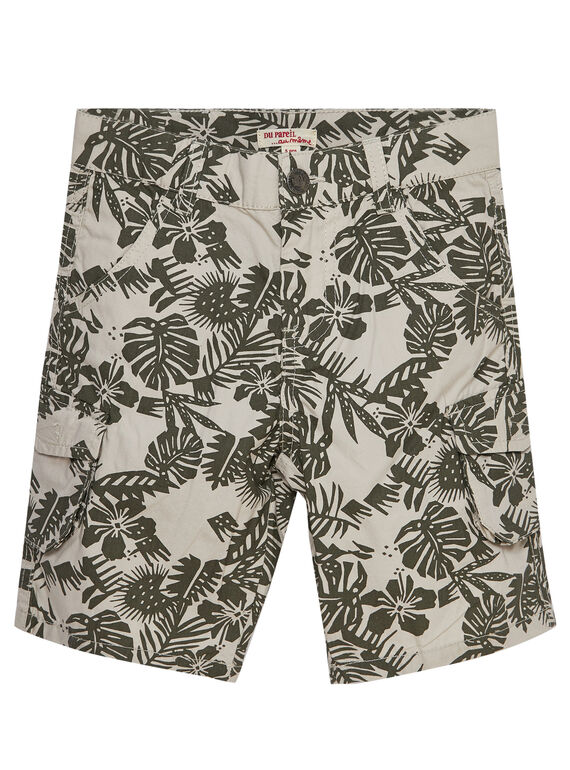 Beige Cargo-Bermudas für Jungen, mit Blätterdruck JODUBER3 / 20S902O3BER808