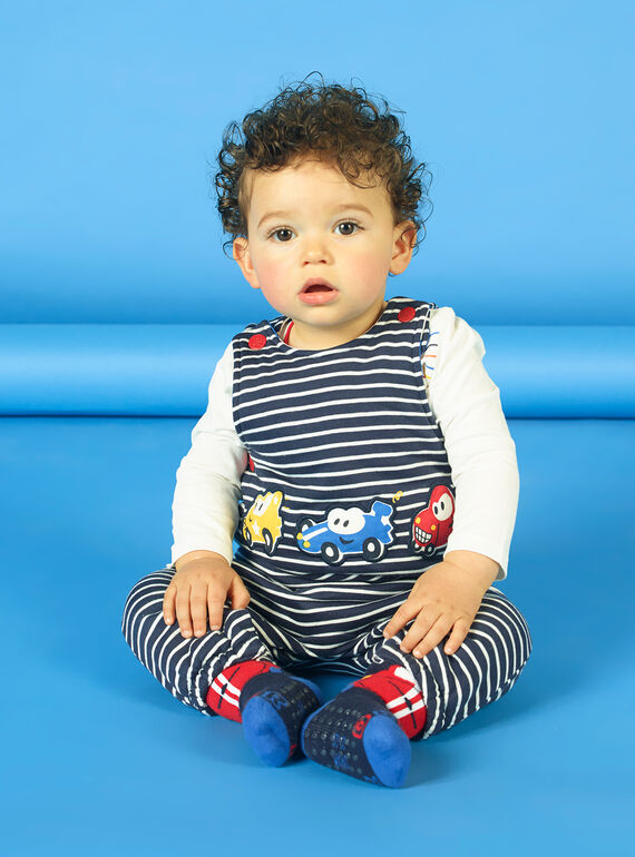 Baby-Junge gestreifte Nacht blau Latzhose LUHASAL1 / 21SG10X2SAL713