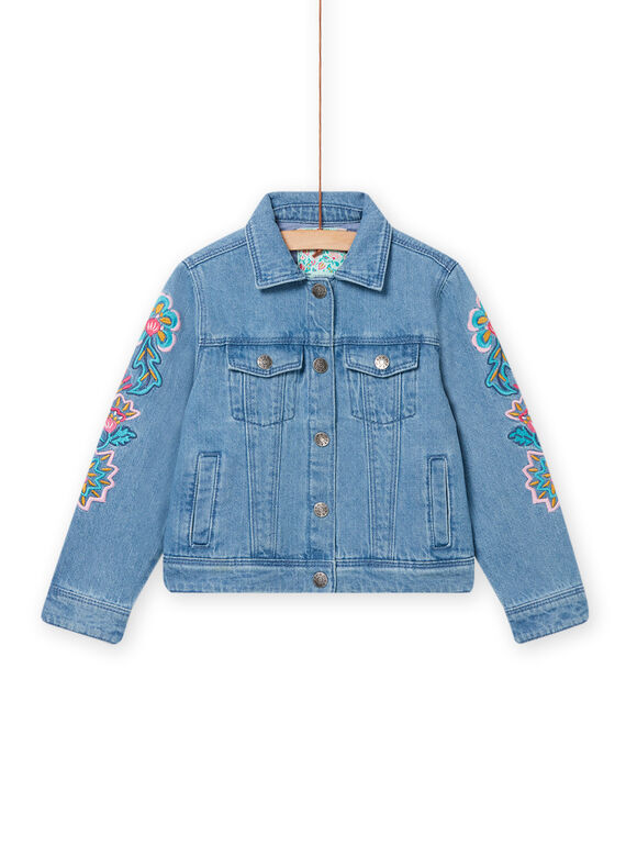 Jeansjacke für Kind Mädchen mit gestickten Blumen NAGAVEST / 22S901D1VESP274