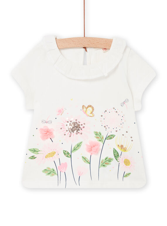 Baby Mädchen Floral Animation Ruffle Neck T-Shirt NISOBRA / 22SG09Q1BRA001