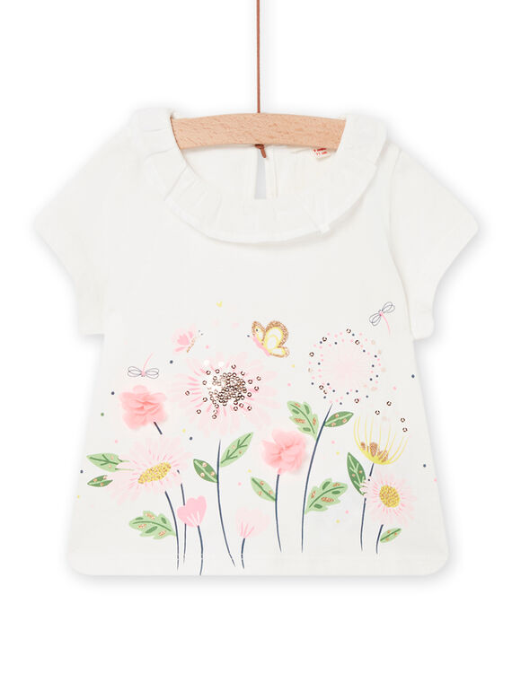 Baby Mädchen Floral Animation Ruffle Neck T-Shirt NISOBRA / 22SG09Q1BRA001