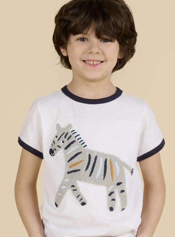 Weißes Zebra-T-Shirt Kind Junge NOSOTI / 22S902Q1TMC000