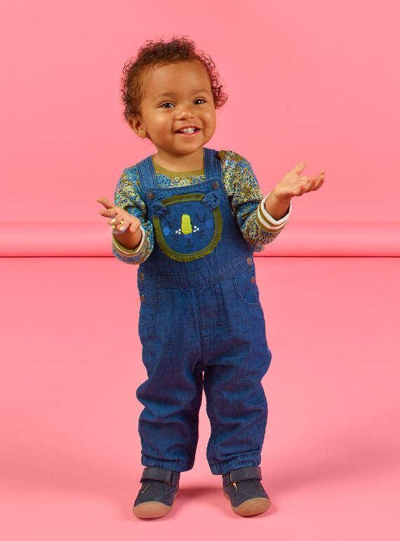Denim-Latzhose für Baby-Jungen mit Löwenkopf-Animation MUKASAL / 21WG10I1SALP274
