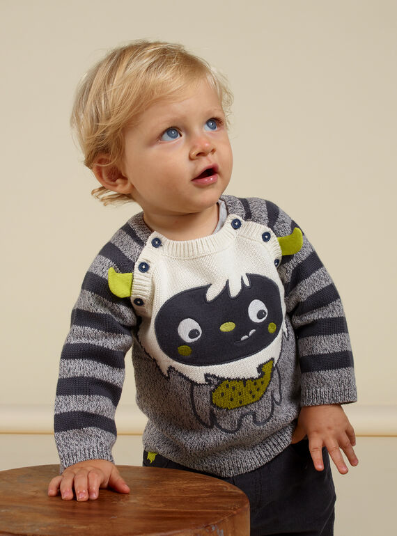 Baby Junge Grau Monster Pullover MUHIPUL / 21WG10U1PUL943