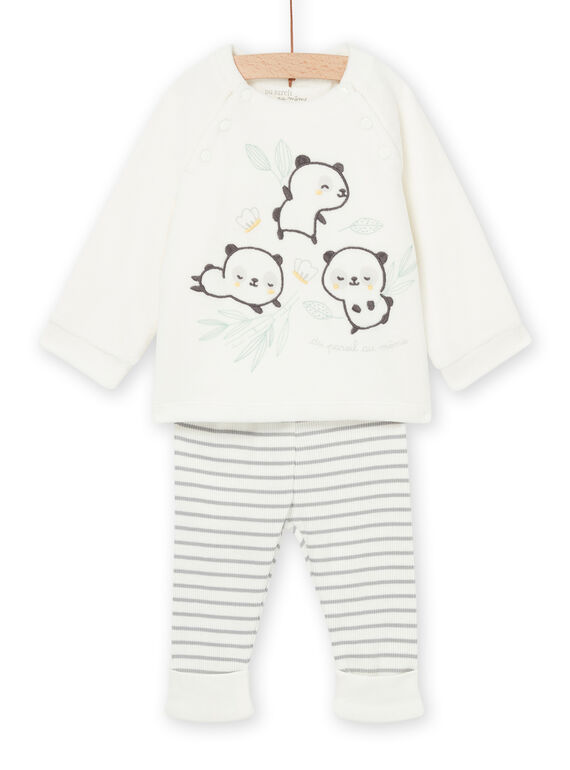 Pullover mit Panda-Muster und gestreifte Leggings POU2ENS1 / 22WF0492ENS904