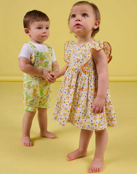 Baby Mädchen weißes und gelbes Kleid NIHOROB2 / 22SG09T2ROB000