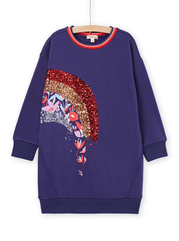 Sweatshirtkleid mit Regenbogenmotiv und Pailletten RAPUROB2 / 23S901L2ROB703