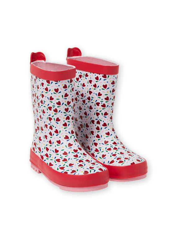 Baby Mädchen rot und weiß regen Stiefel LFBPHEARTS / 21KK3521D0C000