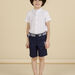 Kurzärmeliges Mao-Kragenhemd für Kind Junge in Ecru