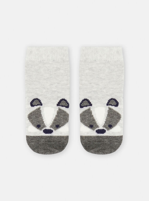 Graue Socken mit Waschbärmuster SYUJOCHOB4 / 23WI10M3SOQ943
