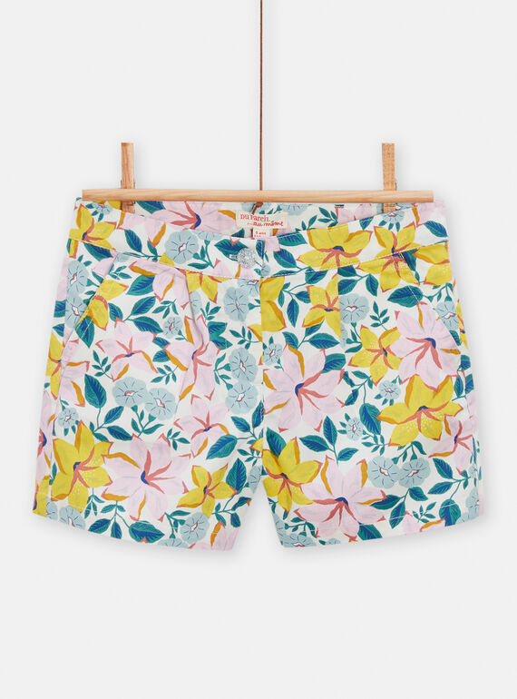 Short mit Blumenprint für Mädchen in Ecru TAPOSHORT / 24S901M1SHO001