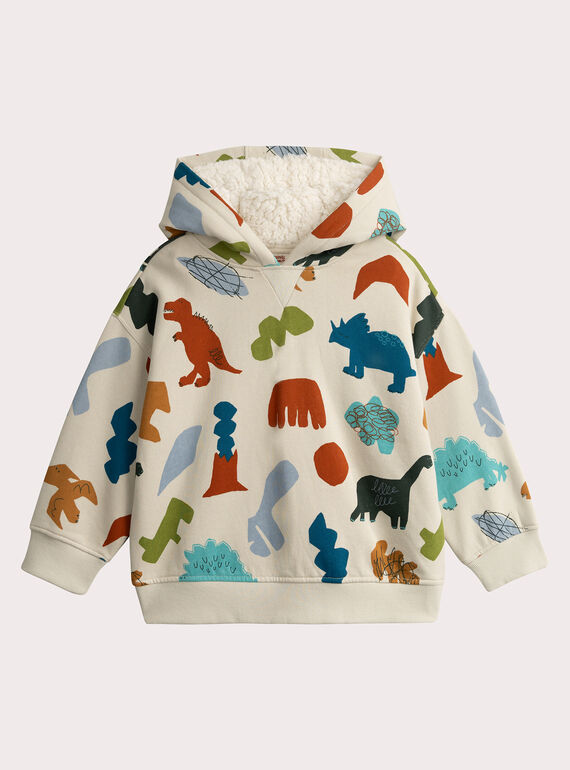 Dinosaurier Print Ecru Hoodie für Jungen  VOKLISWE2 / 24W90242SWE632