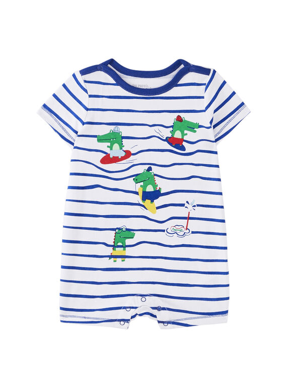 Weißer und marineblauer kurzer Baby-Strampler für Jungen JEGAGRECRO / 20SH14U1GRE000