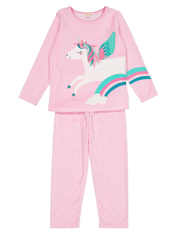 Rosa Samtpyjama für Mädchen GEFAPYJORN / 19WH11N8PYJD301