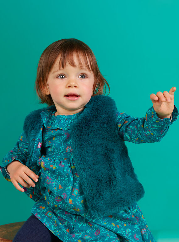 Baby Mädchen ärmellos Ente blau faux Pelz Weste MITUCAR2 / 21WG09K2CAR714