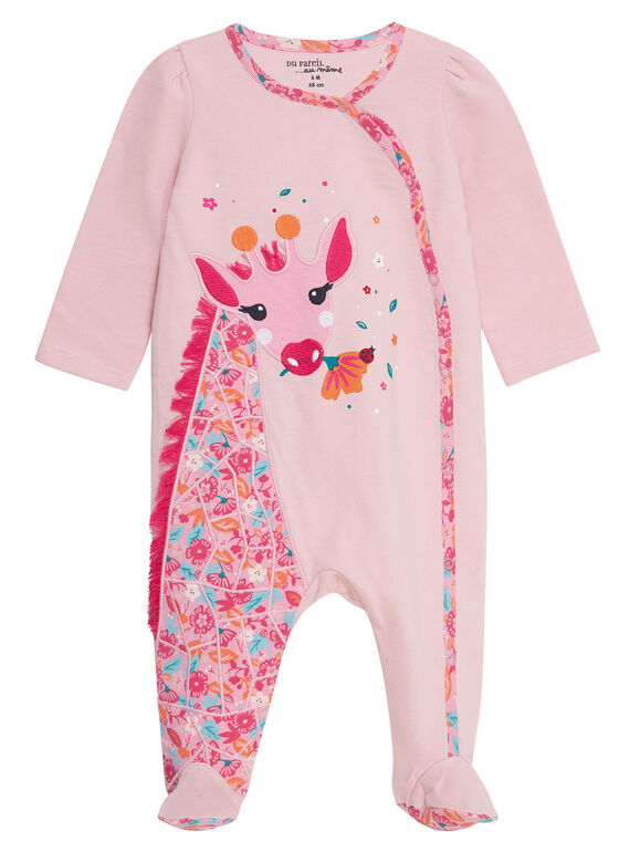 Blassrosa Babystrampler für Mädchen aus Molton JEFIGREGIR / 20SH13U3GRE321