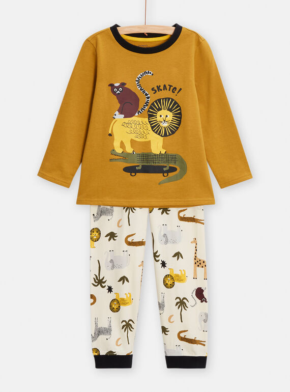 Brauner und ungebleichter Pyjama mit Safari-Motiv für Jungen TEGOPYJJUN / 24SH1247PYJG606