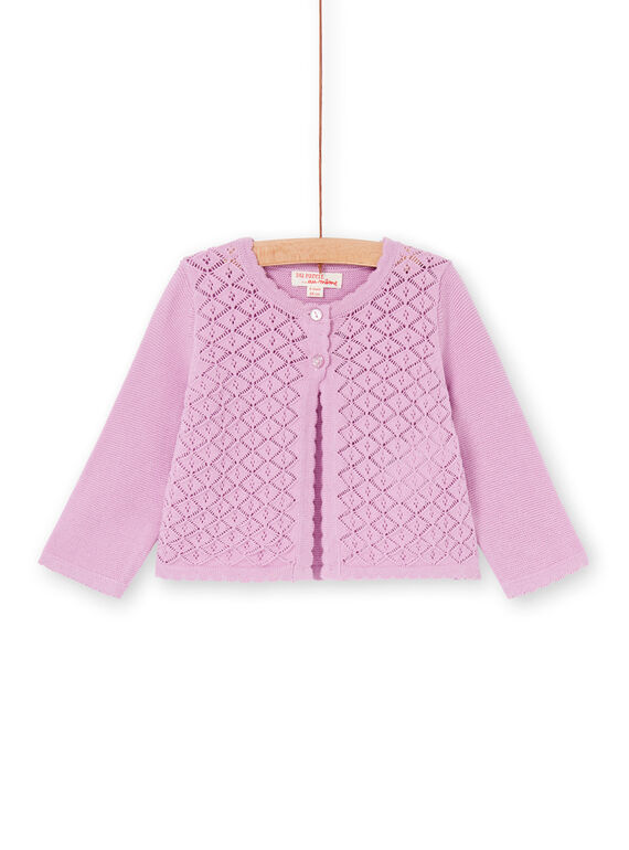 Baby Mädchen rosa durchbrochene Strickweste LIVICAR / 21SG09U1CAR320