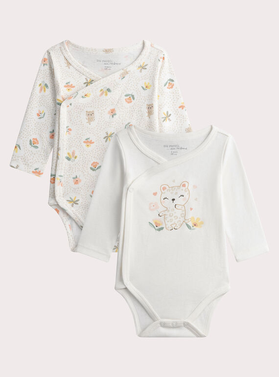 2er-Set Geburtsbodies in Naturweiß mit Panther-Print WOU1BOD1 / 25SF0371BDN005
