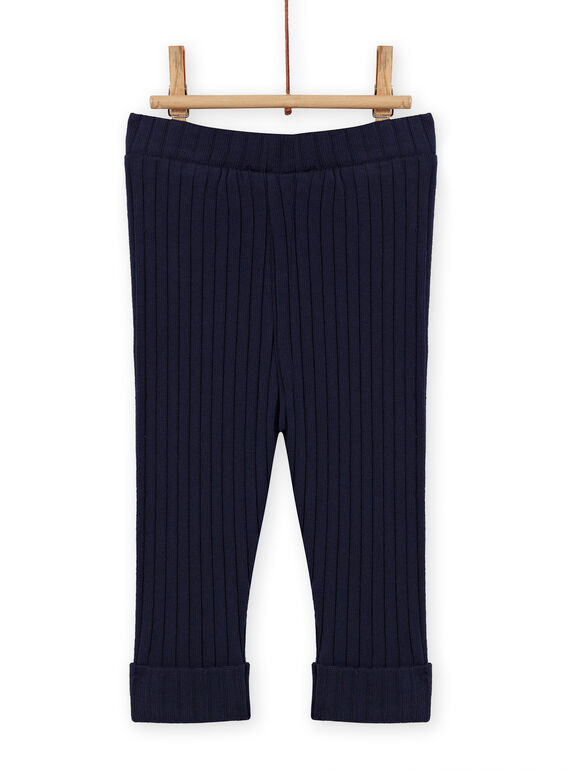 Baby Mädchen einfarbig marineblau gerippte Leggings MYIJOLEGCO4 / 21WI0915CAL070
