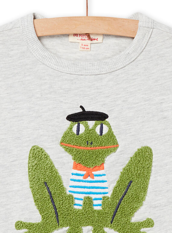 Graues T-Shirt mit Frosch-Animation Kind Junge NOHOTI3 / 22S902T6TMCJ920