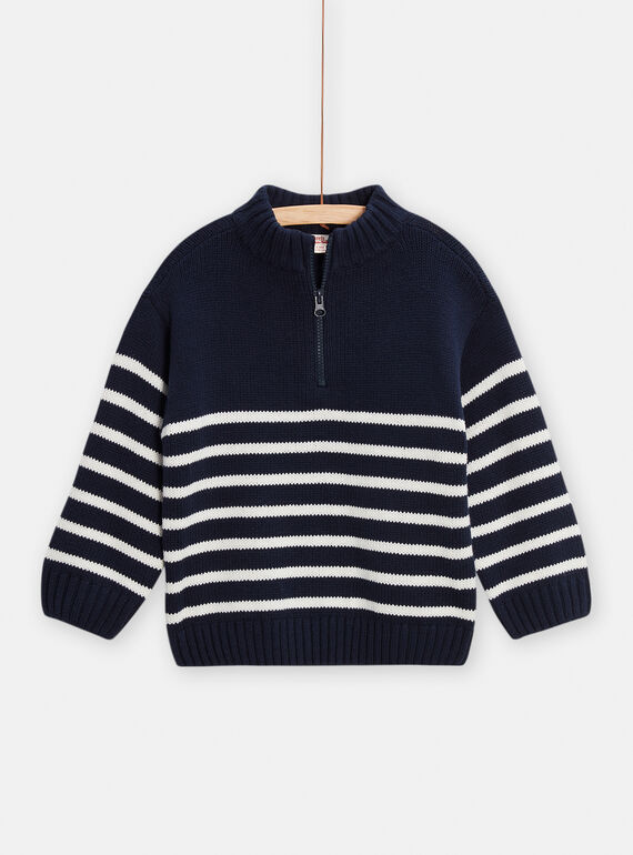 Marineblauer Pullover mit Streifenmuster für Jungen TOJOPUL1 / 24S902B1PUL705