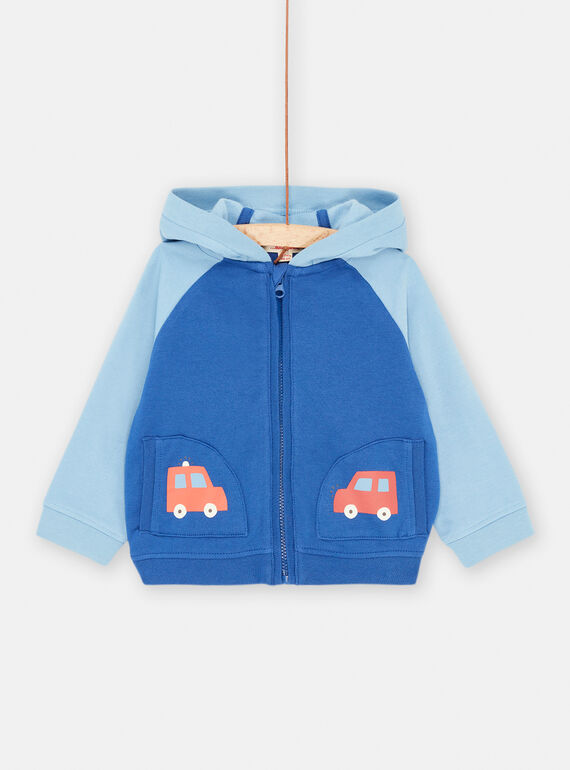 Blaue Strickjacke mit Auto- und Tierkopfmuster für Baby-Jungen SUFORGIL / 23WG10K1GIL219