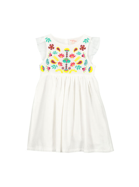 Besticktes weißes Kleid für Mädchen FACAROB1 / 19S901D1ROB000