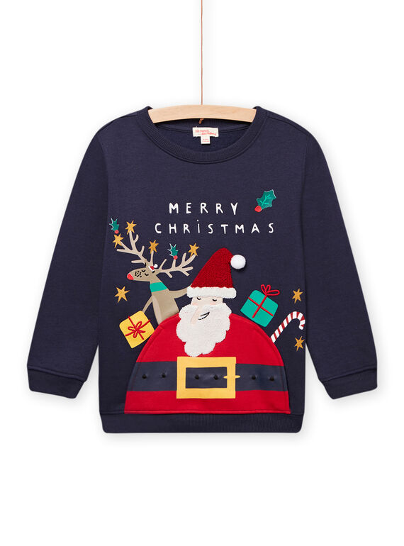 Marineblauer Weihnachtspulli für Jungen MONOSWE / 21W902Q1SWE705