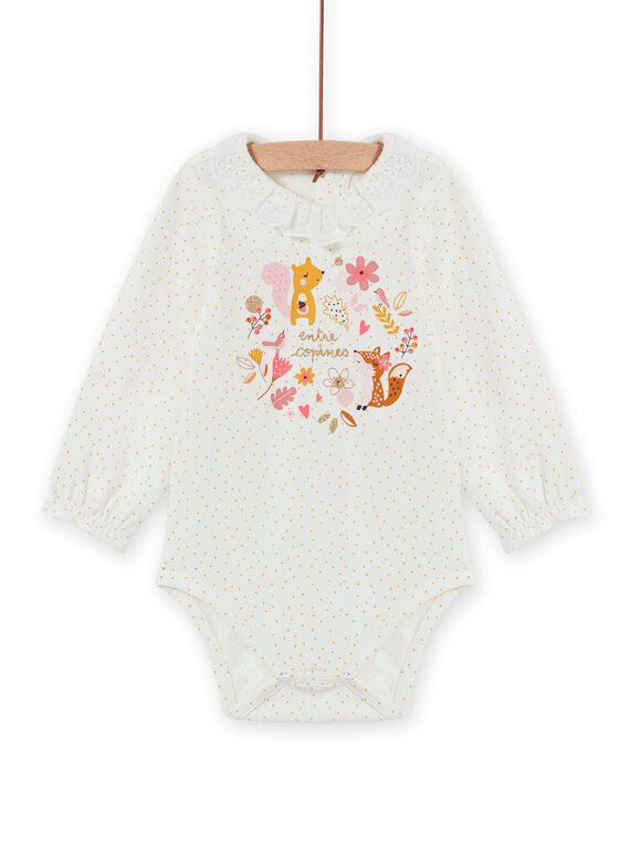 Langarm-Body für Baby-Mädchen mit Tupfen und Fantasiemotiven MISAUBOD / 21WG09P1BOD001