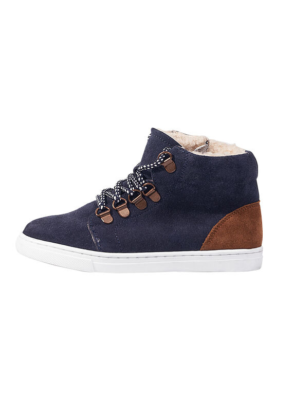 Marineblaue Sneakers Lackleder Kind Junge GGBASCHAUD / 19WK36X2D3F070