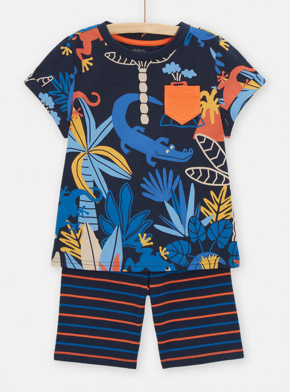 Nachtblauer Pyjama mit tropischem Druck für Jungen TEGOPYCTROP / 24SH1252PYJ705
