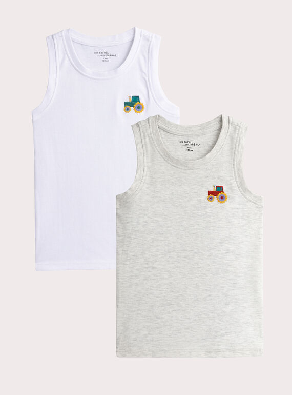 Set aus 2 Tanktops mit Traktormuster für Jungen  VEGODELTRA / 24WH1281HLI000