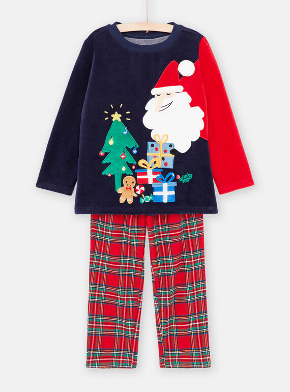 Nachtblauer und roter Weihnachtspyjama für Jungen SEGOPYJNO1 / 23WH12T1PYJ705