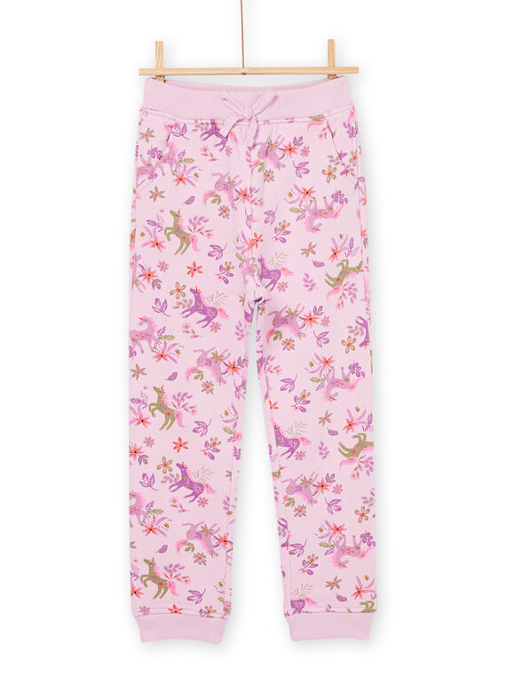 Rosa Jogginganzug mit Einhorn- und Blumenprint PAJOBAJOG3 / 22W901D1JGBH700