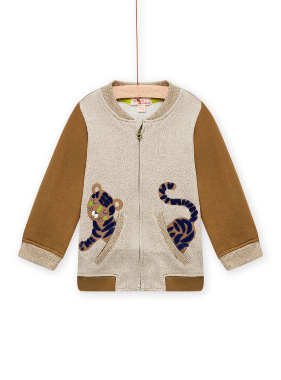 Braun-beigefarbene Weste mit Tigermuster für Baby Junge MUKAGIL / 21WG10I1GIL604