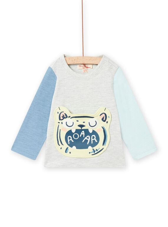 Graues Tiger-Animations-T-Shirt Baby Junge NUMOTEE3 / 22SG10N1TMLJ920