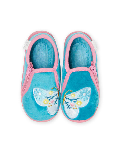 Baby Mädchen azurblaue und rosa Schmetterlings-Pantoffeln NIPANTPAPILL / 22KK3723D0AC201