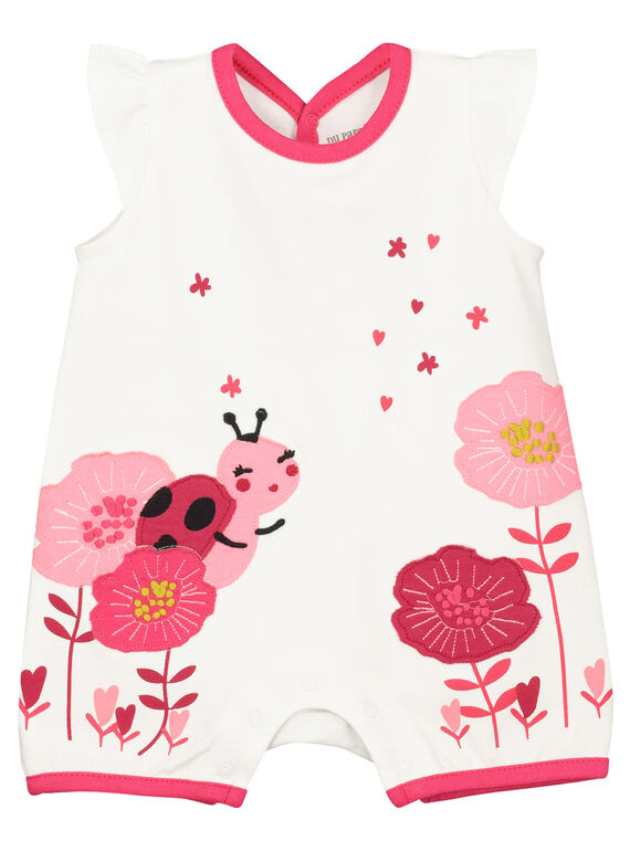 Kurzer Strampler mit Naturdruck für Babys Mädchen FEFIGRETHE / 19SH13H6GRE000
