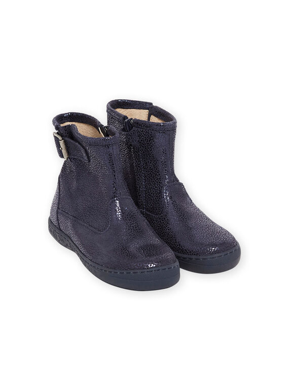 Marineblaue Lederstiefel Kind Mädchen MABOOTMATERN / 21XK3551D0D070