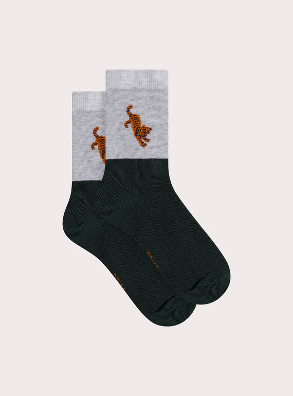 Socken, zweifarbig mit Tigermotiv, Jungen XYOJOCHOC1 / 25WI02E3SOQJ922