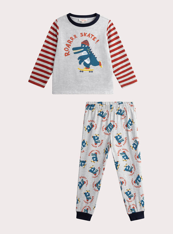 Grau melierter Kinder-Pyjama für Jungen WEGOPYJSKA / 25SH1291PYJJ920