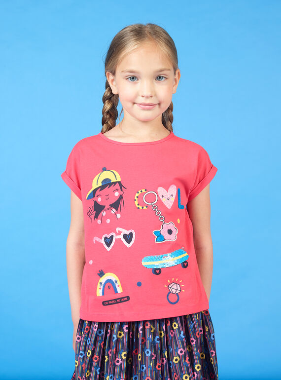 Rotes Kurzarm-T-Shirt für Mädchen LAHATI1 / 21S901X1TMCF506