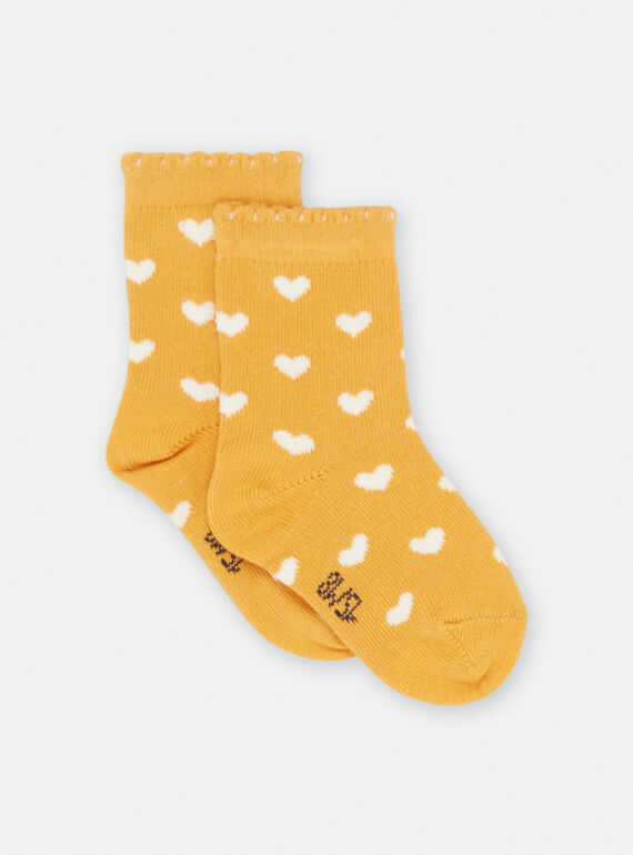 Gelbe Socken mit Herzaufdruck für Baby-Mädchen SYIJOSOQ1 / 23WI09M2SOQB101