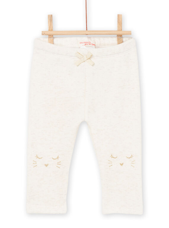 Beige melierte Hose mit Tierkopfmotiv auf den Knien PIJOPANDOU1 / 22WG09D1PANA011