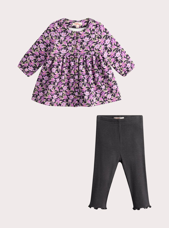 Violettes Set mit Blumenmuster für Baby-Mädchen VIPERENS / 24WG09R1ENSC214