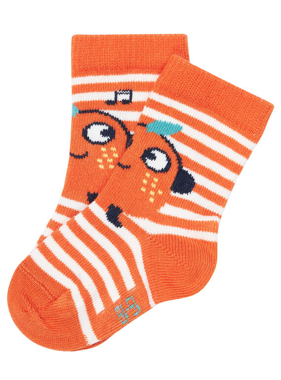 Orange, gestreifte Babysocken für Jungen JYUVICHO1 / 20SI10D3SOQE400