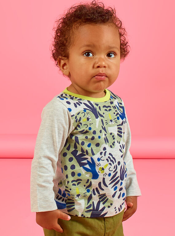 Langarm-T-Shirt für Jungen mit Tiger-Print MUKATEE1 / 21WG10I2TML006