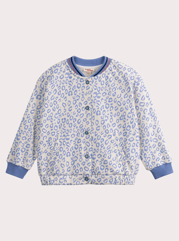 Strickjacke mit Leopardenmuster aus Molton im Teddy-Look für Mädchen VADACAR / 24W90121CAR001